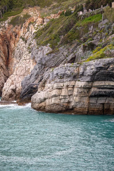 View Byron Grotto Bay Poets Portovenere Italian Riviera Italy Rocks — Stock Photo, Image