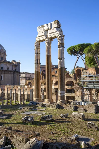 Forum Caesar Foro Cesare Része Forum Romanum Kilátás Romok Temple — Stock Fotó