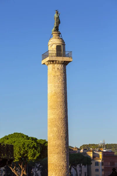 Στήλη Τραϊάν Θριαμβευτική Στήλη Στο Ρωμαϊκό Φόρουμ Φόρουμ Τραϊανών Ρώμη — Φωτογραφία Αρχείου