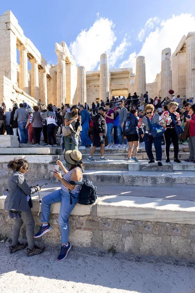 Atina Yunanistan Ekim 2022 Atina Akropolü Açılan Anıtsal Tören Kapısının — Stok fotoğraf