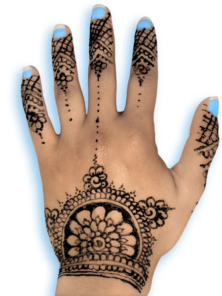 Henna ha mehendi - geïsoleerde blauwe nagels en schaduw — Stockfoto