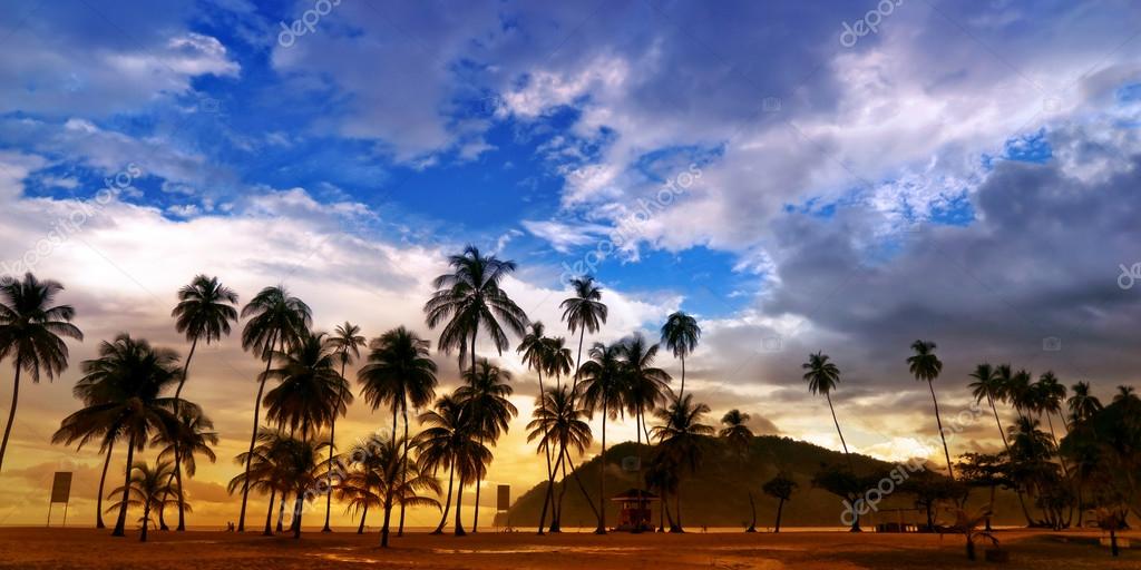 Maracas Beach Panorama Trinidad and Tobago Stock Photo by