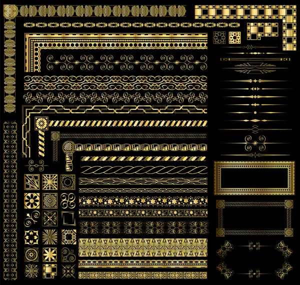 Elementos de borde dorado — Archivo Imágenes Vectoriales