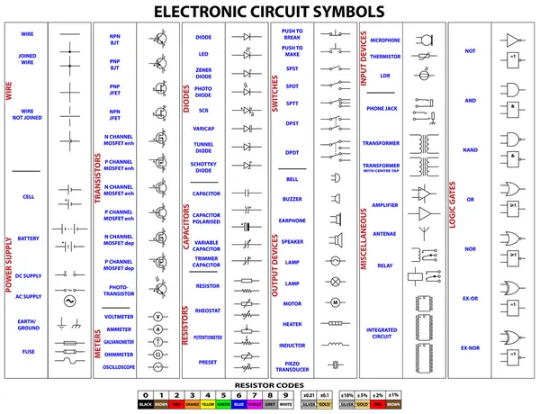 Símbolos de circuito electrónico — Archivo Imágenes Vectoriales