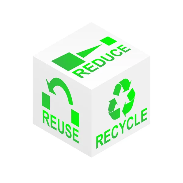 Reduce Reuse Recycle Cube — Stock Vector