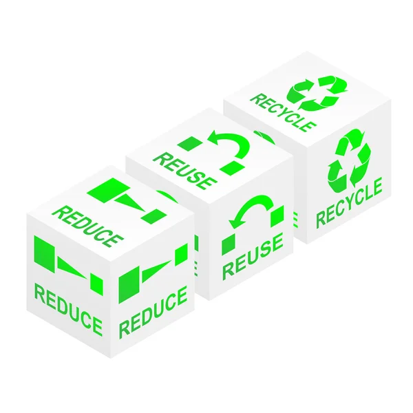 Reducir Reutilizar Cubos de Reciclaje — Vector de stock