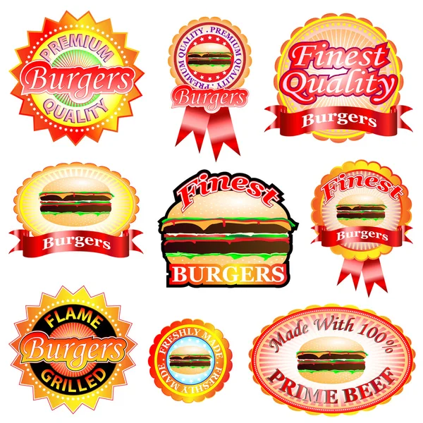 Burger Labels — Stock Vector