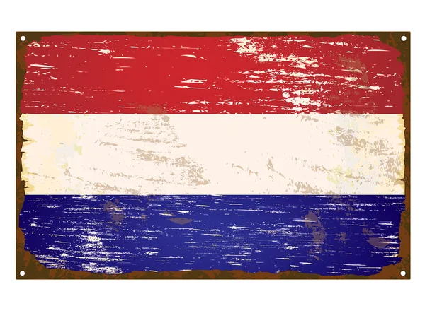 Nederlandse vlag geëmailleerde teken — Stockvector