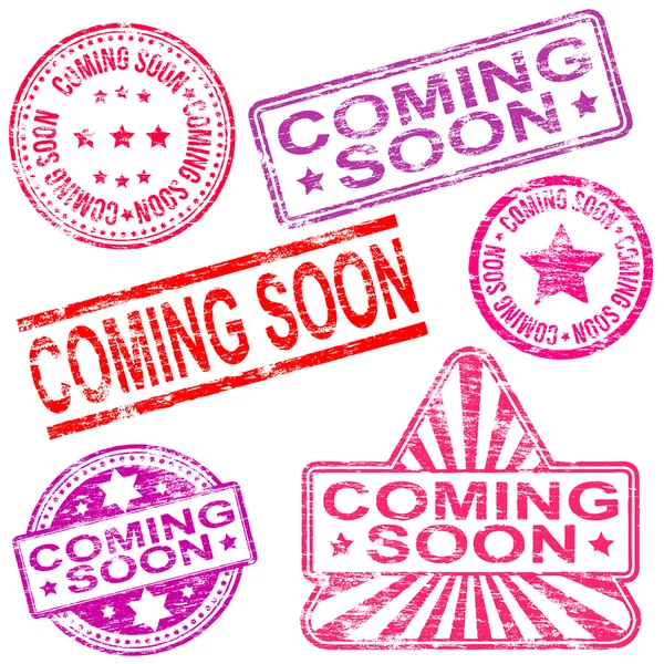 Coming Soon Rubber Stamps — Stock Vector