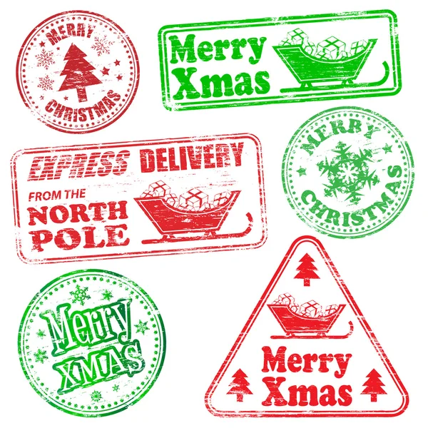 Merry Christmas Rubber Stamps — Stockvector