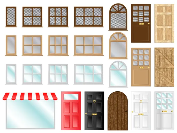 Puertas y ventanas — Vector de stock