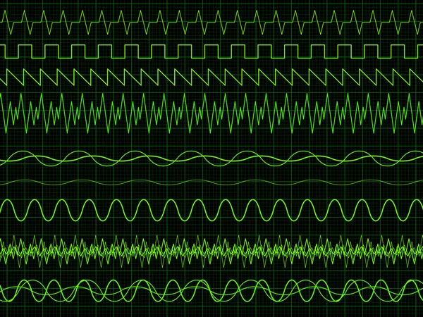 Ondas de osciloscópio — Vetor de Stock