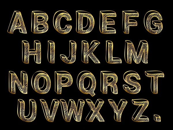 Goud met de hand gemaakt lettertype — Stockvector