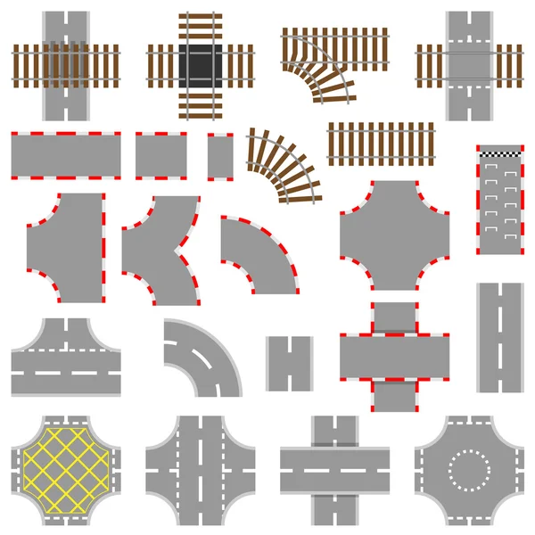 Road And Rail Elements — Stock Vector