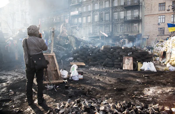 Barrikader i Kiev - Stock-foto