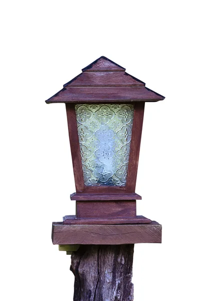 Lamp hout geïsoleerd op wit. — Stockfoto