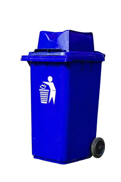 Blue recycle bin — Stockfoto