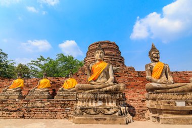 wat yai chai mongkol ayutthaya, tha, antik Buda heykelleri