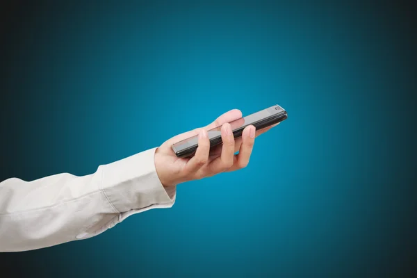 Modern mobile phone in a woman hand — Stock Photo, Image