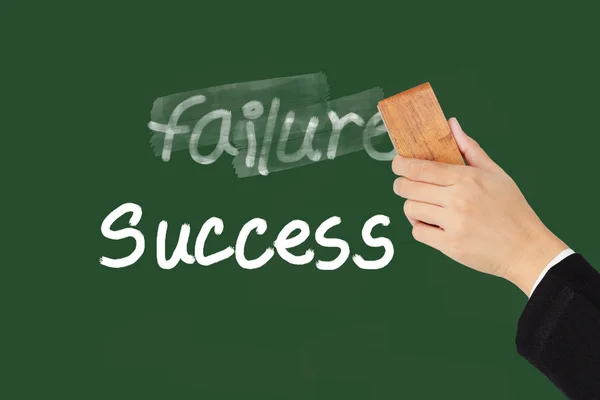 Falen en succes woorden op schoolbord — Stockfoto