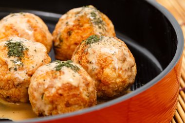 Takoyaki : Meat balls as Japanese style. clipart
