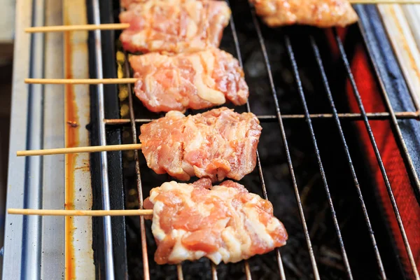 Gebratenes Schweinefleisch mit Klebreis: thailändisches Essen — Stockfoto