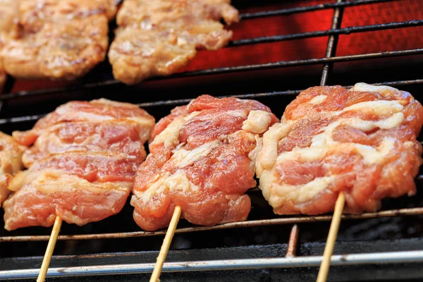 Geroosterd varkensvlees met kleefrijst: Thaise stijl voedsel — Stockfoto