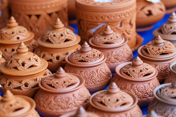 Thai traditional clay pottery in ko Kret island, thailand — Stock Photo, Image