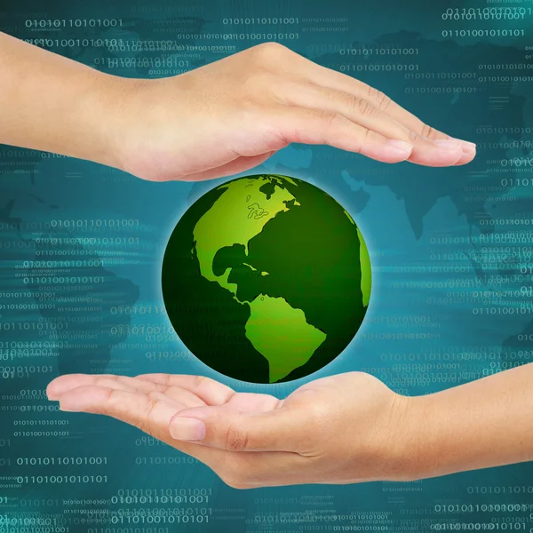 Business hand holding globe . Concept of business Information sy — Stock Photo, Image