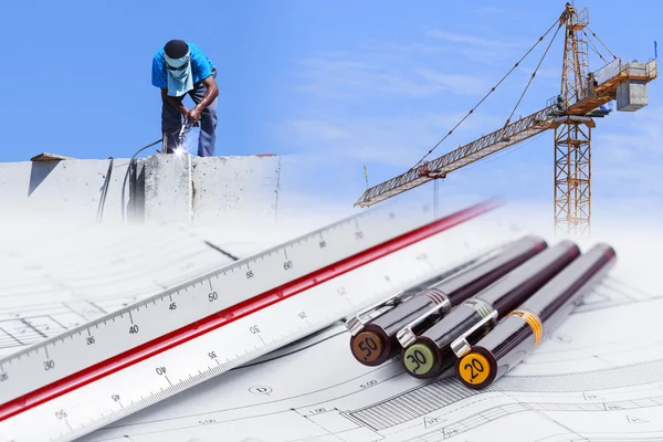 Design and develop a construction plan — Stock Photo, Image