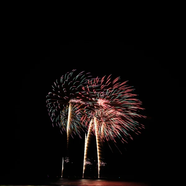 Uma delicada explosão de fogos de artifício no céu noturno — Fotografia de Stock