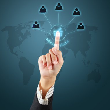 iş el pazarında bir düğmeye dokunarak paylaşmak La kavram