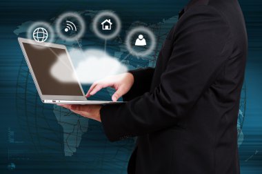 işadamı holding laptop La kavram bulut göster
