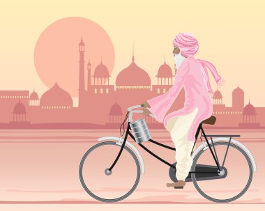 Sikh man on a bicycle clipart