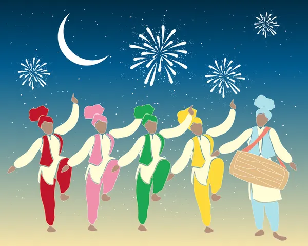 Bailarines de Bhangra — Vector de stock