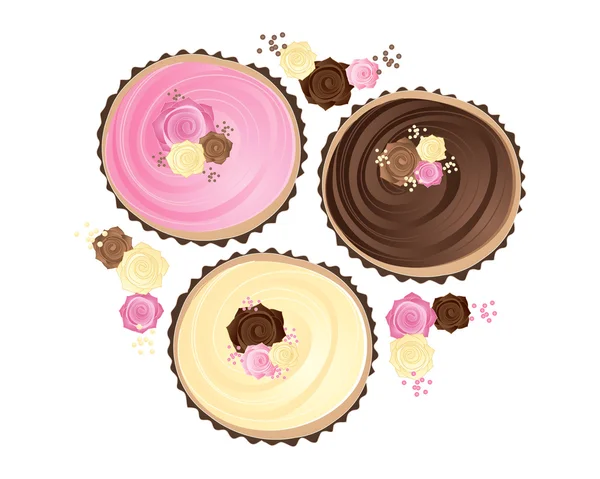 Rose cupcakes — Stock Vector