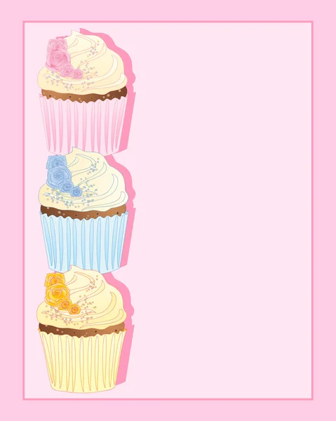 Cupcake com decoração rosa —  Vetores de Stock