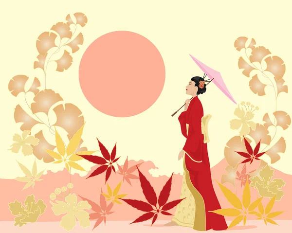 Jardín japonés — Vector de stock