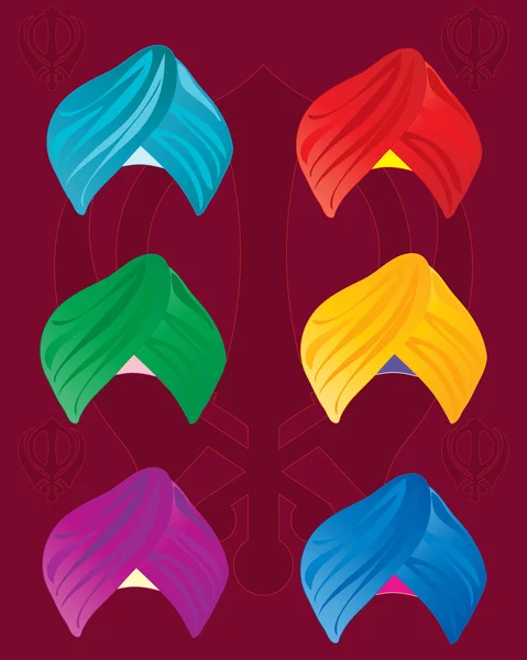 Turbantes coloridos — Vector de stock