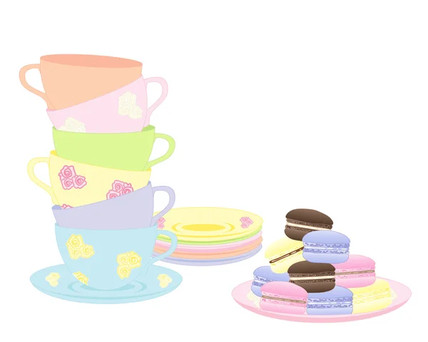 Macaroon tea — Stock Vector