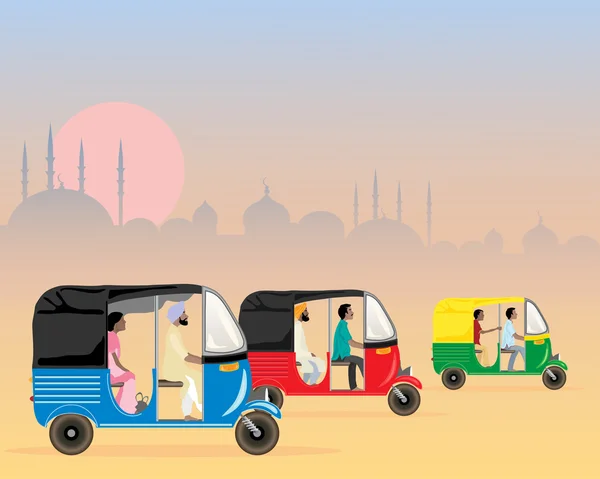 Tráfico tuk tuk — Vector de stock