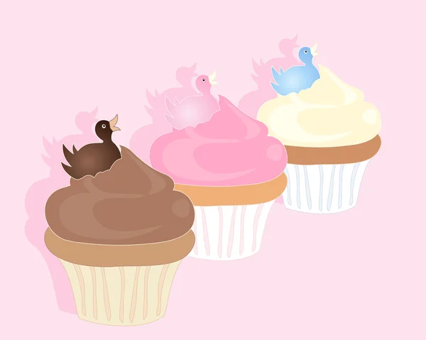 Duck cupcakes — Stock Vector