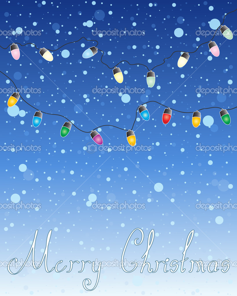 Un illustrazione di un abstract di Natale disegno carta con festose luci colorate e le parole di saluto buon Natale su fondo nevoso — Vettoriali di