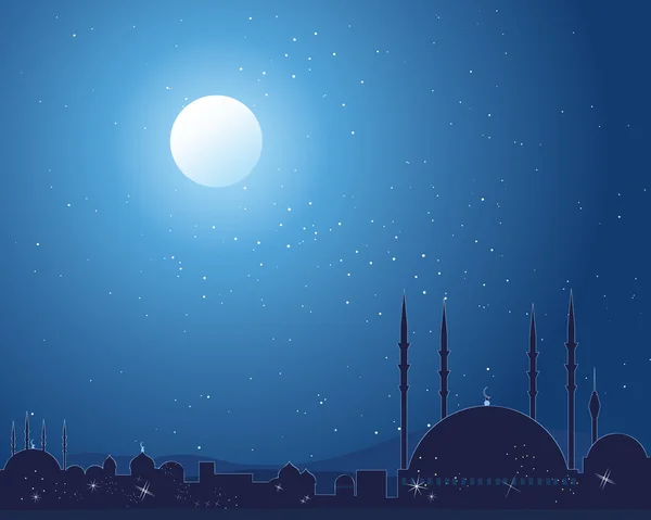 Starlit mosque — Stock Vector