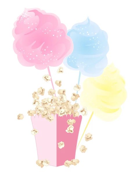 Popcorn en suikerspin — Stockvector