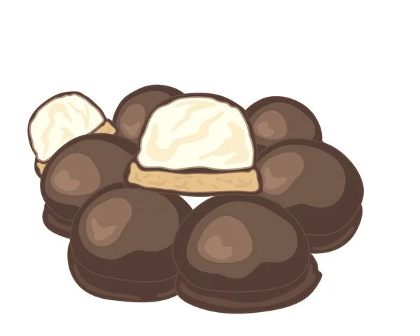 Schokoladenüberzogene Marshmallows — Stockvektor