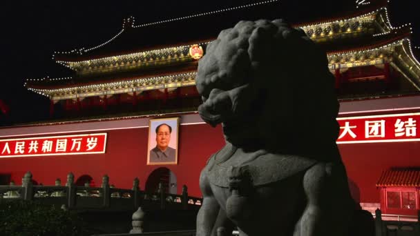 Het tiananmen-plein infront van de verboden stad — Stockvideo