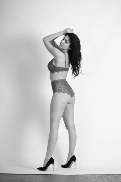 Beautiful Young Woman Underwear Posing Studio — Stock Photo, Image