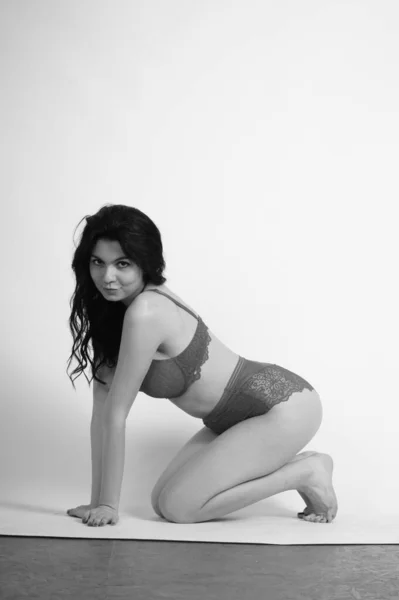 Beautiful Young Woman Lingerie Posing Studio — Stock Photo, Image