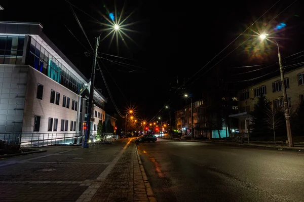 Widok Ulicę Miasta Nocy — Zdjęcie stockowe
